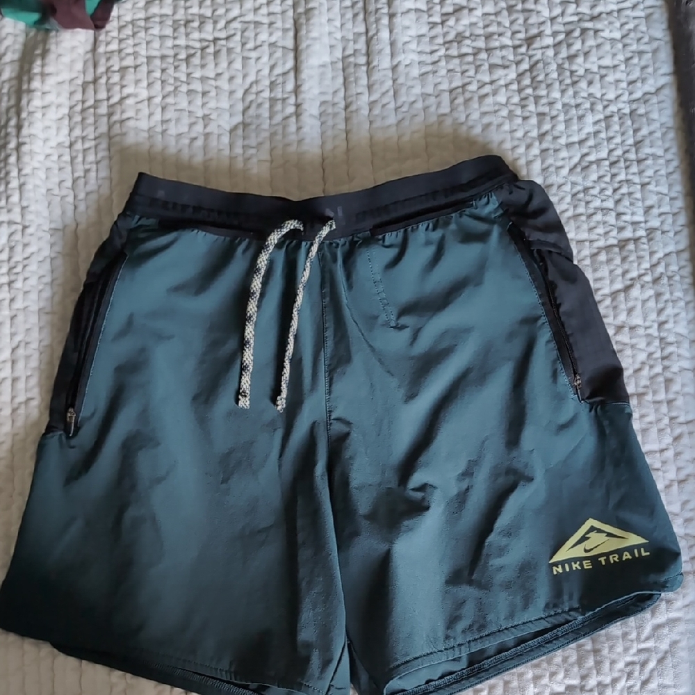 Nike Trail Teal and Black Running Shorts
